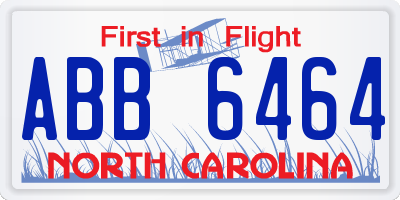 NC license plate ABB6464