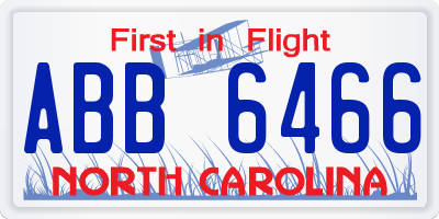 NC license plate ABB6466