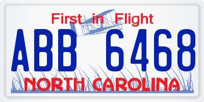 NC license plate ABB6468
