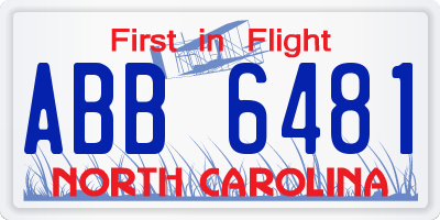 NC license plate ABB6481