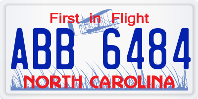 NC license plate ABB6484