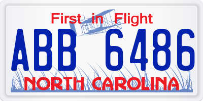 NC license plate ABB6486