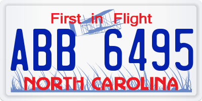 NC license plate ABB6495