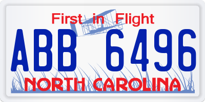 NC license plate ABB6496