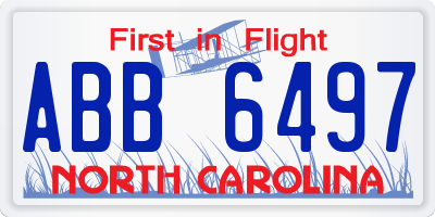 NC license plate ABB6497