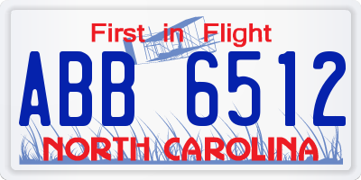 NC license plate ABB6512