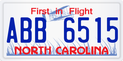 NC license plate ABB6515