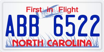NC license plate ABB6522