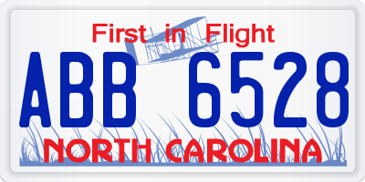 NC license plate ABB6528
