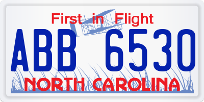 NC license plate ABB6530
