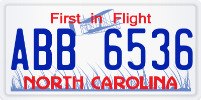 NC license plate ABB6536