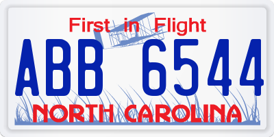 NC license plate ABB6544