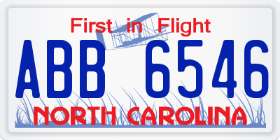 NC license plate ABB6546
