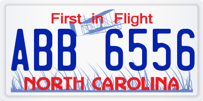 NC license plate ABB6556