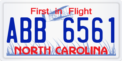 NC license plate ABB6561