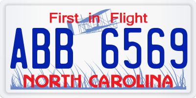 NC license plate ABB6569