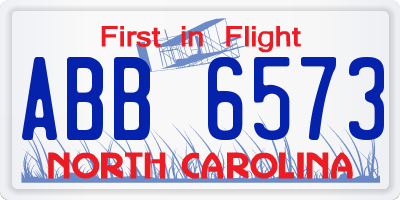 NC license plate ABB6573