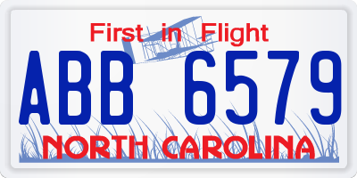 NC license plate ABB6579