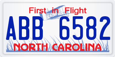 NC license plate ABB6582