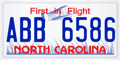 NC license plate ABB6586