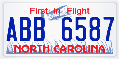 NC license plate ABB6587