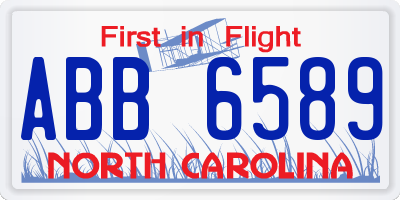 NC license plate ABB6589
