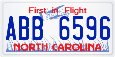 NC license plate ABB6596