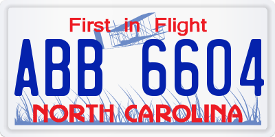 NC license plate ABB6604