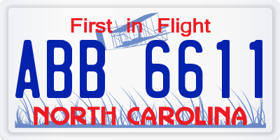 NC license plate ABB6611