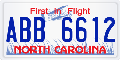 NC license plate ABB6612
