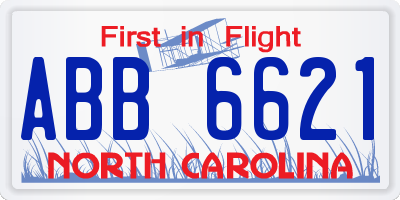 NC license plate ABB6621