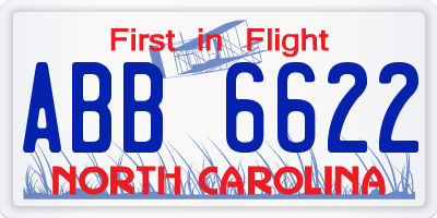 NC license plate ABB6622