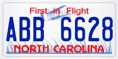 NC license plate ABB6628