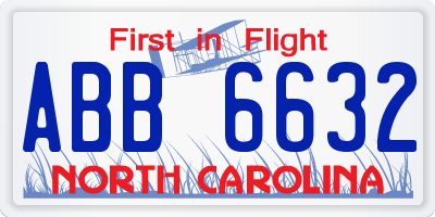 NC license plate ABB6632