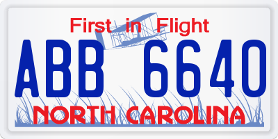 NC license plate ABB6640