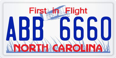 NC license plate ABB6660