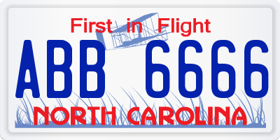 NC license plate ABB6666