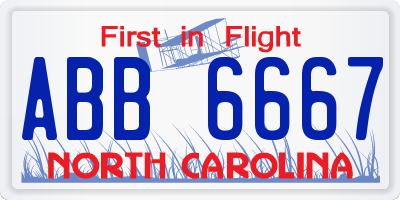 NC license plate ABB6667