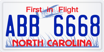 NC license plate ABB6668