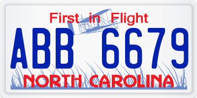 NC license plate ABB6679