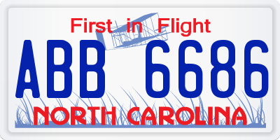 NC license plate ABB6686