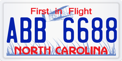 NC license plate ABB6688