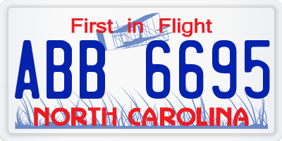 NC license plate ABB6695