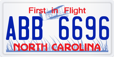 NC license plate ABB6696