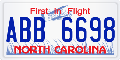 NC license plate ABB6698