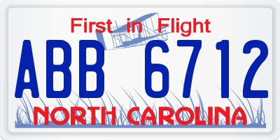 NC license plate ABB6712