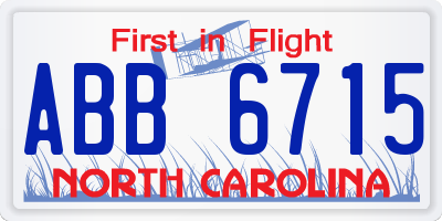 NC license plate ABB6715