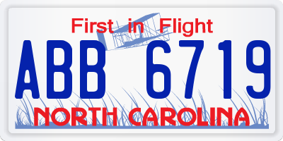 NC license plate ABB6719