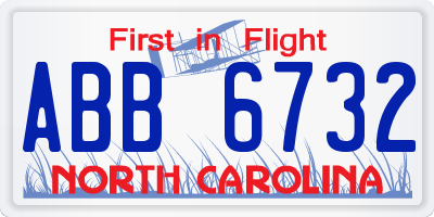 NC license plate ABB6732