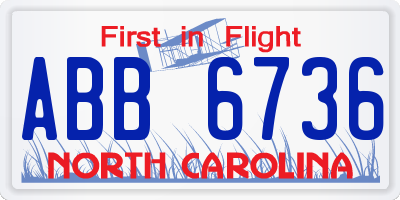 NC license plate ABB6736